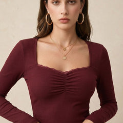 maroon top