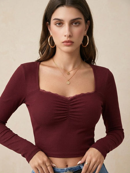 maroon top
