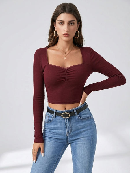 maroon top