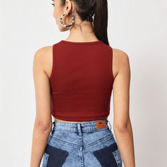 maroon top