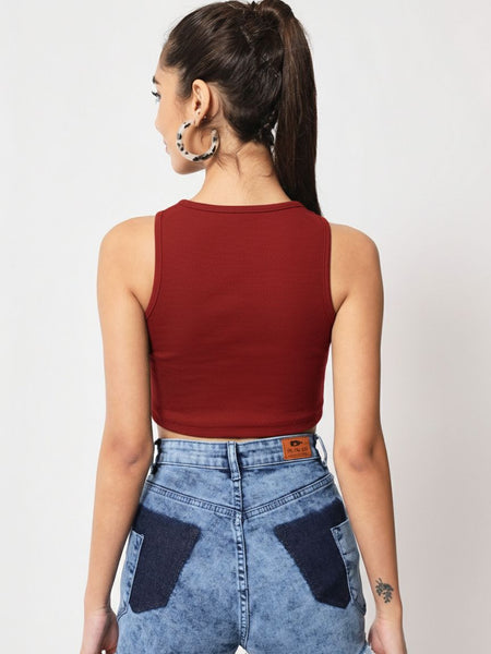maroon top