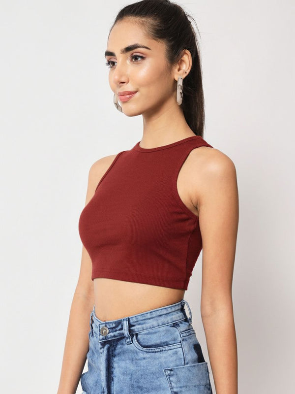 maroon top