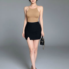 beige top