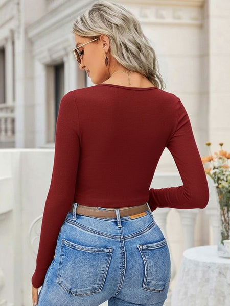 maroon top