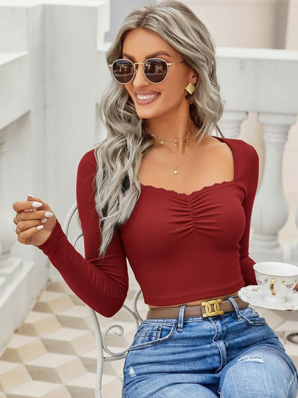 maroon top