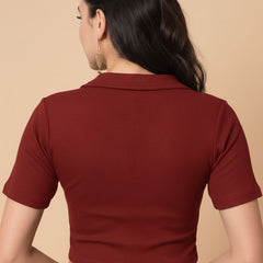 maroon top