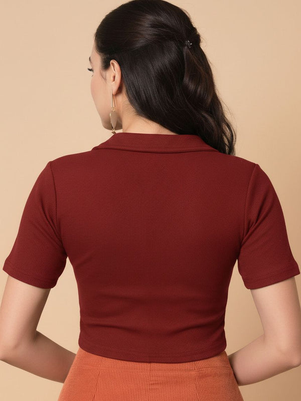 maroon top