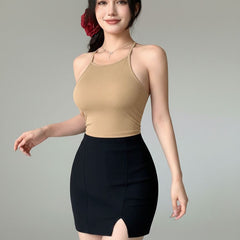 beige top