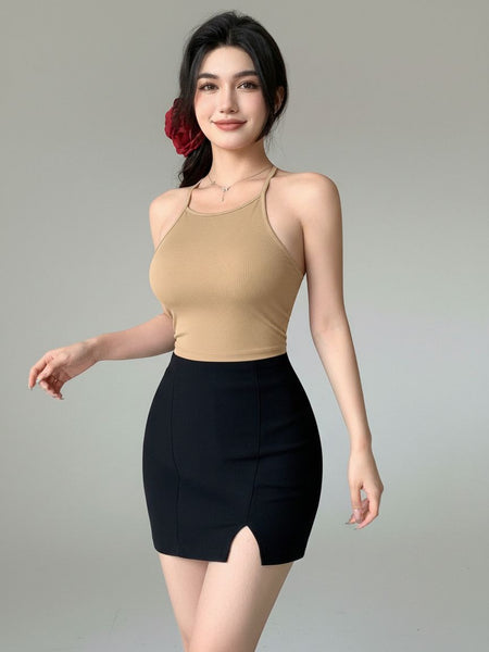 beige top
