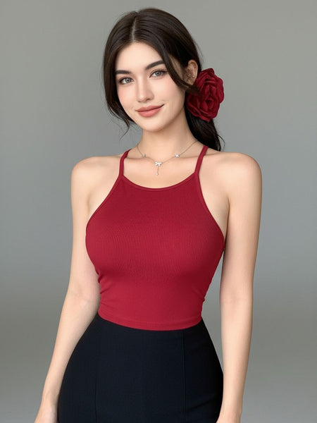 maroon top