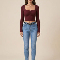maroon top