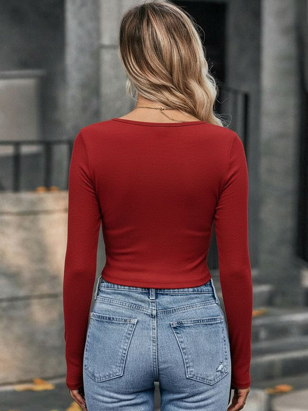maroon top
